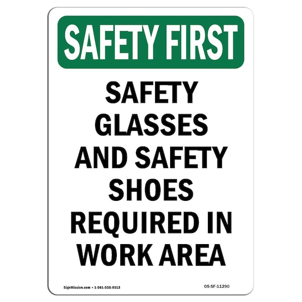 OSHA Sign, Glasses And Shoes, 18in X 12in Aluminum, 12" W, 18" H, Portrait